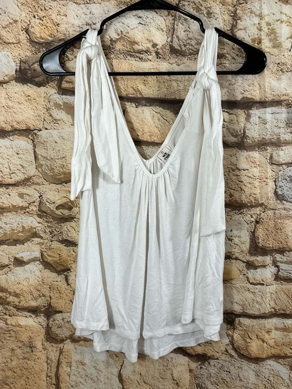 We The Free Tank Top Size XS White Tie Shoulder V-Neck
